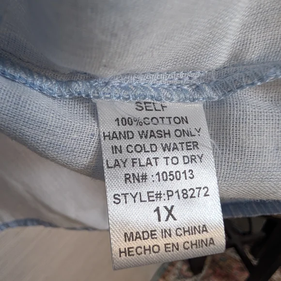 Savanna Jane Plus Size Floral Embroidered Striped Sleeveless Blouse Top 1X NWT - Picture 8 of 10